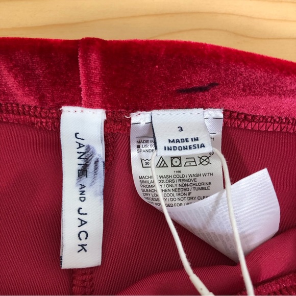 Janie and Jack Girls Toddler Baby Velvet Leggings Red Soft NEW Preppy Stretch - Picture 2 of 9